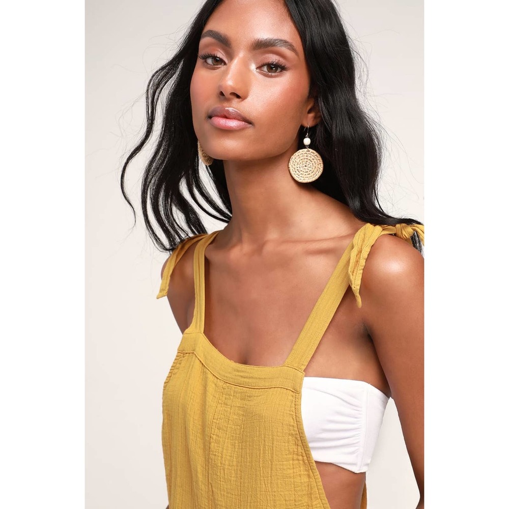 Billabong• Girl On The Run Mustard Yellow Short Overalls - Picture 6 of 16